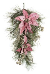 [S-B0932860] 4x Decor. Annabel Poinsettia Rosa Goccia