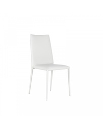 [S-OM/124/B] Set di 4 sedie in similpelle e metallo, colore bianco, dimensioni 40x42x96cm