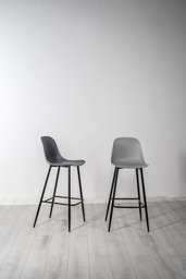 [S-OM/455/GS] Set dai 2 Sgabelli elegante in polipropilene grigio scuro e metallo, 47x37x103 cm