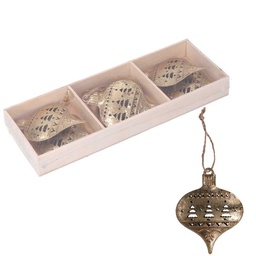 [S-V6195670000] Addobbo metallo confezione 6pz oro 22x8x2,5 cm