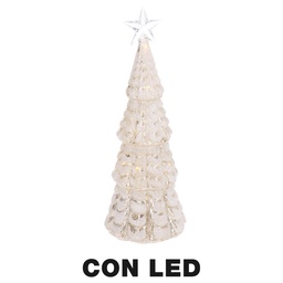 [S-V6319840000] Albero LED Vetro con Stella Bianco 9,5x9,5x26 cm
