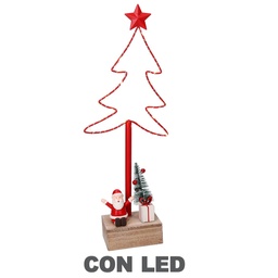 [S-V6156380000] Albero Metallo LED con Babbo Natale Rosso 7x15x39 cm