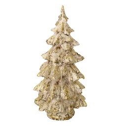 [S-V6327110000] Albero in resina bianco con glitter oro, dimensioni ø24cm x h46cm
