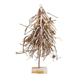 [S-V6134310000] Albero innevato in tessuto rattan cm30x6h65