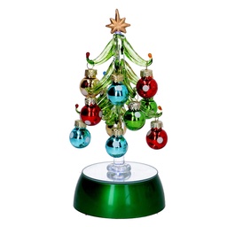 [S-V6175210000] Albero in vetro verde con sfere cm12x10h19