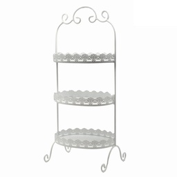 [S-V7016930000] Alzata metallo bianco ovale 3 piani 28x21,5h66