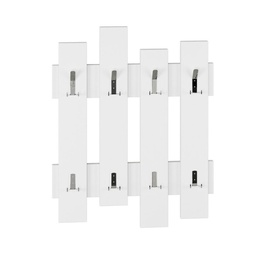 [96989] Appendiabiti a muro bianco con 8 ganci Wave  64xh.81 cm