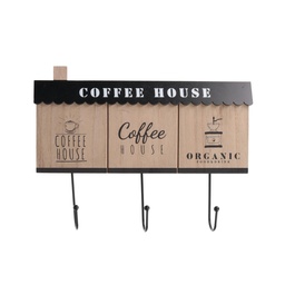 [S-V5960010000] Appendino Legno 3 Posti Nero 31x23x2,5 cm