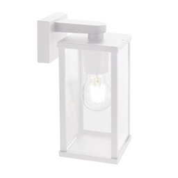 [S-SOV177/02] Applique in Alluminio Bianco con Diffusore in Vetro Trasparente - Altezza Max 160mm