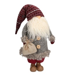 [S-V6132580000] Babbo Natale Tessuto Grigio - Atmosfera Magica del Natale - 21x22x53 cm