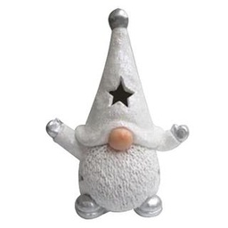 [S-V6141070000] Babbo Natale Resina Bianco con Luce 26,5x19,5x38 cm