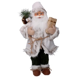 [S-V6191710000] Babbo Natale Tessuto con Regali Verde Bianco 40x23,5x80 cm