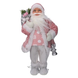 [S-V6163680000] Lanterna Rosa Babbo Natale in Tessuto - 40x23,5x80 cm