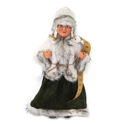 [S-V6192630000] Babbo Natale Tessuto Signora con Lista Bianco 45cm