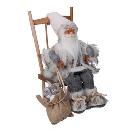 [S-V6191590000] Babbo Natale Tessuto su Sedia Grigio 23x22,5x30 cm