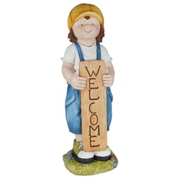 [S-V9177010000] Statuetta Bambino Gioiosa con Targa - 42x43x120 cm