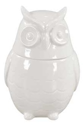 [S-V9156690000] Barattolo gufo ceramica panna cm. 16 x 16 h 23