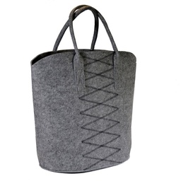 [S-V2501490000] Borsa in feltro grigio chiaro con decoro nero a rombi - 55x27x47 cm