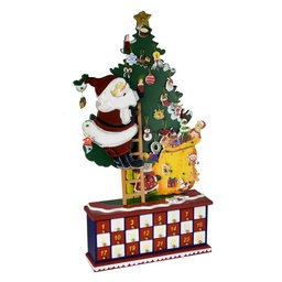 [S-V6320060000] Calendario albero legno con ciondoli - 28x7,5x57 cm
