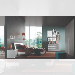 [100146] Camera da letto Jolanda cemento e bianco frassinato