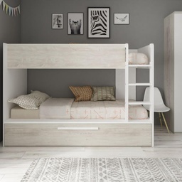 [100289] Cameretta con letto a castello con letto estraibile colore bianco consumato e bianco reversibile