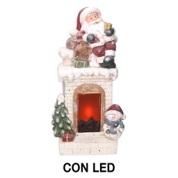 [S-V6168610000] Camino LED in resina Babbo Natale bianco 27,5x23x51 cm
