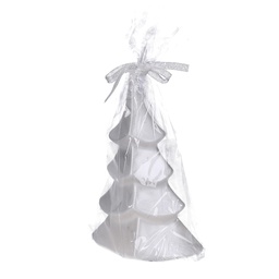 [S-V5512190000] Candela albero argento in paraffina cm7h18,5
