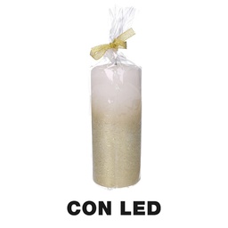 [S-V5512220000] Candela LED in Paraffina Oro 8x8x18 cm