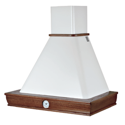 [S-ART896063] Cappa cucina rustica bianca FOSCA con cornice in legno colore tabacco con orologio cm 120