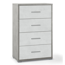 [S-ODB774CEOSK] Cassettiera per ufficio con quattro cassetti Cemento Bianco 51x41x h110 cm