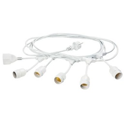 [S-SOV230/02] Cavo per esterno 5 metri con 5 portalampada E27 bianco