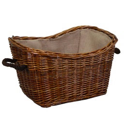 [S-V4742120000] Cesta in vimini con fodera in juta e manici in corda marrone rettangolare 58x42h34 cm