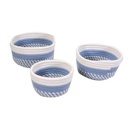 [S-V23187000AZ] Cestina tessuto azzurro bianco tondo cmø20h9