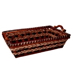 [S-V9379660000] Cesto intrecciato in vimini crema noce rettangolare 53x38x13 cm