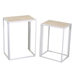 [S-V6455120000] Set di 2 Colonnine in Metallo Lucilla Bianco - Misure: 40x29x56 cm e 45x32x62 cm
