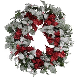 [S-V6166540000] Coroncina con pungitopo rosso 34x34x45 cm