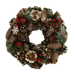 [S-V6322710000] Coroncina innevata con bacche e fiori verde ø30x7,5 cm