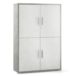 [S-ODB834CEOSK] Credenza quattro ante quattro ripiani in legno Cemento Bianco 108x41x h161 cm