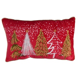 [S-V6164980000] Cuscino tessuto con alberi rosso 50x30x12 cm