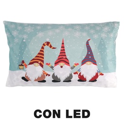 [S-V6162900000] Cuscino tessuto gnomi azzurro con luci LED cm30x50