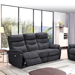 [100061] Divano 3 posti con 2 recliner elettrici grigio scuro L 198 x P 92 x H 109 cm