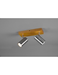 [S-TRIO812400207] Faretto Marley 2 Spot Nichel e Legno L26 cm