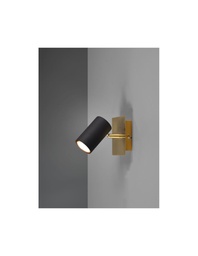 [S-TRIO802400180] Faretto Marley Base Oro Con Spot Cilindrico Nero Orientabile Trio Lighting