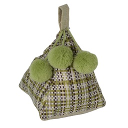 [S-V1870950000] Fermaporta in tessuto a piramide quadretti verde 14x14 cm