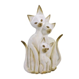 [S-V1869180000] Scultura in legno bianco e marrone a forma di gatto - 26x7x40cm