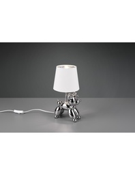 [S-TRIOR50241089] Lampada da Tavolo Argento con Paralume Bianco L17 cm