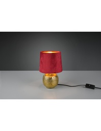 [S-TRIOR50821010] Lampada Tavolo Sophia Ceramica Oro E Paralume Velluto Rosso Ø16 cm Trio Lighting