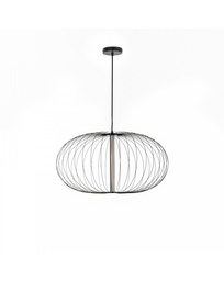 [S-LA/142/N] Lampada a sospensione LED in acciaio e tubo acrilico, nero lucido, 70x70x150cm