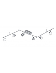 [S-TRIO873110607] Lampada da Soffitto 6 Spot Orientabili in Nichel Opaco