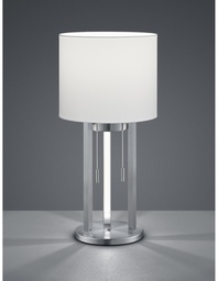 [S-TRIO575410207] Lampada da Tavolo Tandori Nichel Paralume Bianco Ø25 cm
